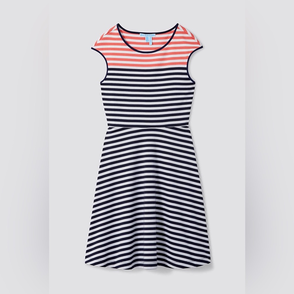 Draper James Ponte A-Line Dress Navy White and Pink Size XL